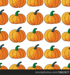 Seamless pattern for Halloween design. Vector illustration in hand draw style. Decorative print with cute pumpkins. Halloween design. Halloween elements, cartoon style