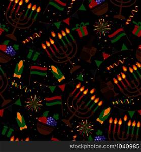 Seamless pattern for Kwanzaa with traditional colored and candles.. Seamless pattern for Kwanzaa with traditional colored and candles representing the Seven Principles or Nguzo Saba .