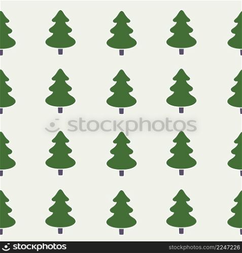 Seamless pattern for new year and Christmas. Spruce on a green background. Background for wrapping paper. Printing on fabric and clothing.