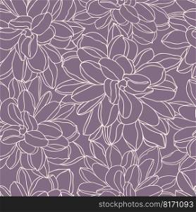  Seamless pattern for textile Dahlia line art flower for surface design. Vector background