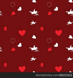seamless pattern for Valentine&rsquo;s day with cupids and hearts