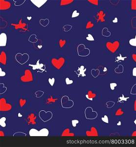 seamless pattern for Valentine&rsquo;s day with cupids and hearts