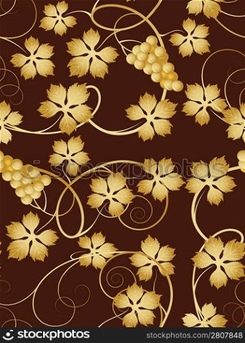 Seamless pattern from a grapevine of gold color(can be repeated and scaled in any size)