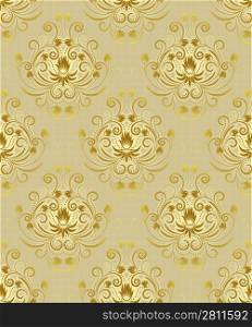 Seamless pattern from beige flowers and leaves(can be repeated and scaled in any size)