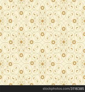 ""Seamless pattern from; beige flowers and leaves(can be repeated and scaled in any size)""