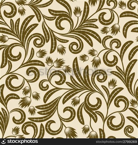 Seamless pattern from brown flowers and leaves(can be repeated and scaled in any size)