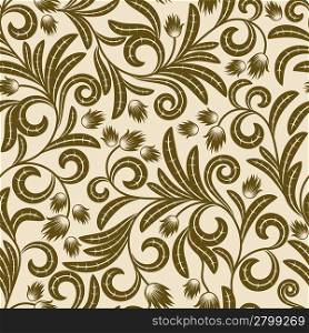 Seamless pattern from brown flowers and leaves(can be repeated and scaled in any size)