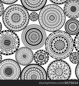 Seamless pattern from ethnic round mandalas vector image