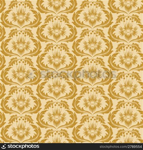 Seamless pattern from fantastic yellow plants(can be repeated and scaled in any size)