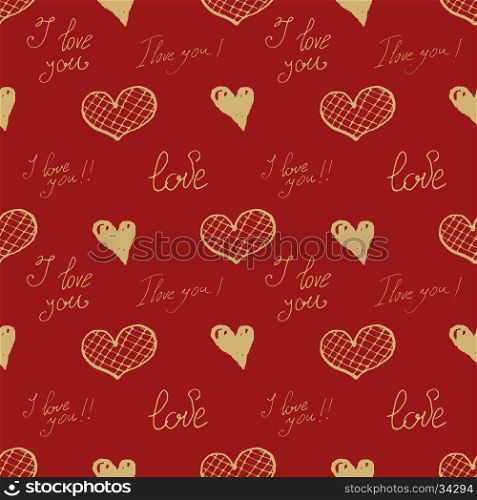 Seamless pattern from hand drawn hearts. Happy Valentine's Day. I love You. Design element in vector.