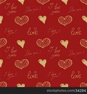 Seamless pattern from hand drawn hearts. Happy Valentine's Day. I love You. Design element in vector.