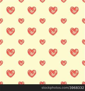 Seamless pattern from hearts. Grunge, hand drawn style