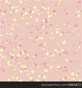 Seamless pattern from multicolored confetti. Colored circles on a pink background. Vector EPS10.