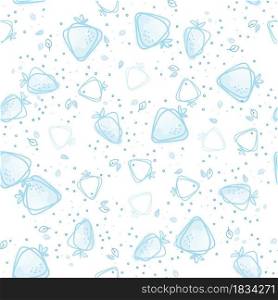 Seamless pattern from set of blue doodle hand drawn strawberries. Vector illustration. EPS 10