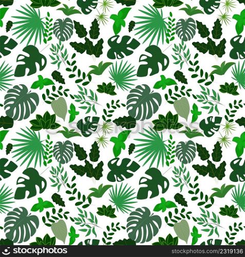 Seamless pattern from various leaves. Template for creating backgrounds, wallpapers, wrapping paper, clothes. Vector illustration. Template for creating backgrounds, wallpapers, wrapping paper, clothes.