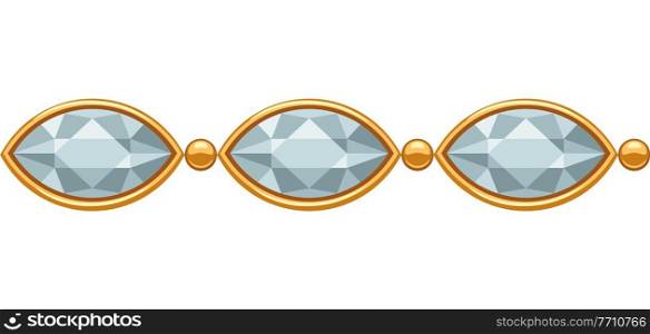 Seamless pattern gem stones necklace. Beautiful precious jewelry. Vintage luxury border.. Seamless pattern gem stones necklace. Beautiful precious jewelry.