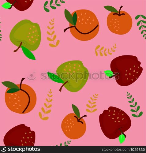 Seamless pattern green and red apples with apricot. vector illustration.. Seamless pattern green and red apples with apricot.