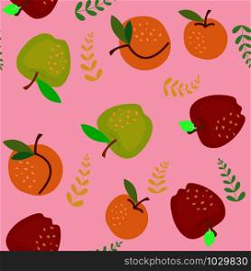 Seamless pattern green and red apples with apricot. vector illustration.. Seamless pattern green and red apples with apricot.