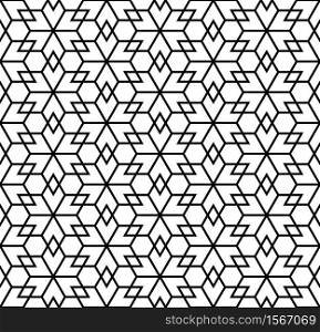 Seamless pattern in black and white in average thickness lines. Seamless simple geometric pattern