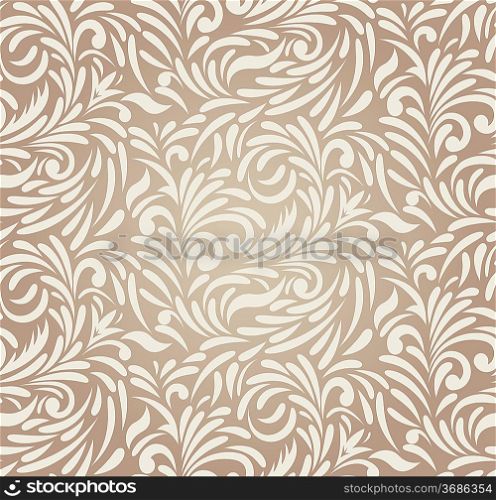Seamless pattern in brown color. Floral illustration