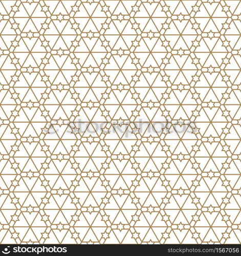 Seamless pattern in golden average lines.Based on arabic geometric patterns.. Seamless geometric pattern in golden geometric lines.