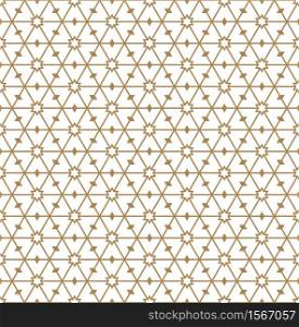 Seamless pattern in golden average lines.Based on arabic geometric patterns.. Seamless geometric pattern in golden geometric lines.