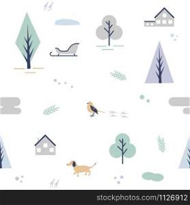 Seamless pattern in scandinavian style with different elements. Scandinavian pattern with different elements