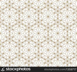 Seamless pattern japanese shoji kumiko.For template,fabric,textile,wrapping paper,laser cutting and engraving. Japanese pattern background vector.Compound ornament.Average and thick lines.Hexagon grid. Seamless geometric compound pattern.Golden color lines.