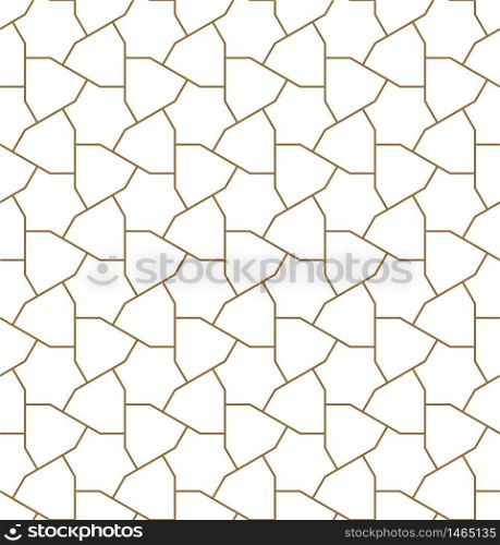Seamless pattern japanese shoji kumiko.For template,fabric,textile,wrapping paper,laser cutting and engraving. Japanese pattern background vector.Average thickness lines.. Seamless japanese pattern shoji kumiko in golden.