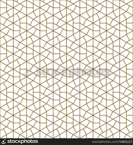 Seamless pattern japanese shoji kumiko.For template,fabric,textile,wrapping paper,laser cutting and engraving. Japanese pattern background vector.Average thickness lines.. Seamless japanese pattern shoji kumiko in golden.