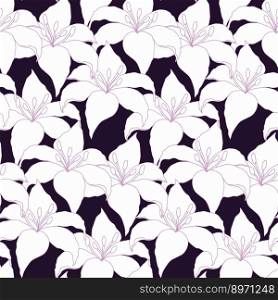 Seamless pattern. Lily flower hand drawing background. Floral Seamless Pattern with hand drawn flowers lilly