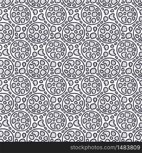 Seamless pattern. Linear geometric ornament. Background for fabric or web wallpaper. Repeating pattern in decorative style with circles and pebbles ornaments. Textile design for clothes and linen. Seamless pattern. Linear geometric ornament. Background for fabric or web wallpaper. Repeating pattern in decorative style with circles and pebbles ornaments. Textile design for clothes
