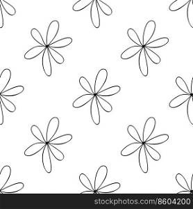 Seamless pattern made from doodle chamomile flowers. Isolated on white. Vector stock illustration.. Seamless pattern made from doodle chamomile flowers. Isolated on white background. Vector stock illustration.