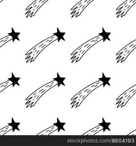 Seamless pattern made from hand drawn doodle comet. Isolated on white. Vector stock illustration.. Seamless pattern made from hand drawn doodle comet. Isolated on white background. Vector stock illustration.