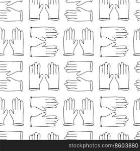Seamless pattern made from hand drawn latex gloves illustration. Isolated on a white background.. Seamless pattern made from hand drawn latex gloves illustration. Isolated on white background.