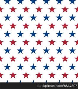 Seamless pattern made from red and blue five pointed stars. Star pattern in American flag colors. USA Independence Day. Presidents Day. flat style.