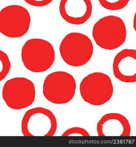 Seamless pattern made of circles painted in red colors.. Vector polka dot background