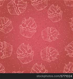 Seamless pattern made of cupcakes. Vintage background.. Seamless pattern made of cupcakes. Vintage background