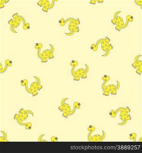 Seamless pattern made of little funny Dinos