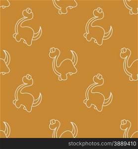 Seamless pattern made of white small dinosaur footprints on a brown background