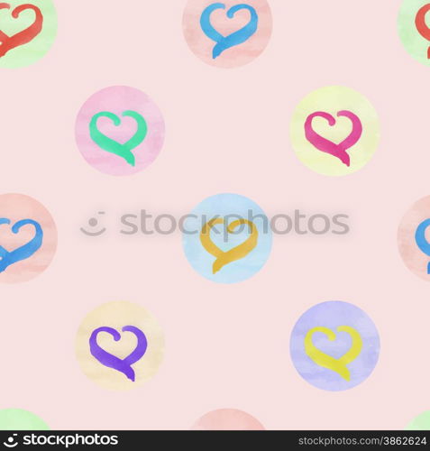 Seamless pattern made with watercolor hearts for Valentine&#39;s. Illustration made in vector.