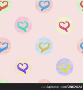 Seamless pattern made with watercolor hearts for Valentine&#39;s. Illustration made in vector.