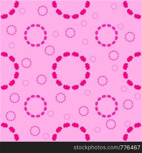 Seamless pattern of abstract circles of red color on a pink background