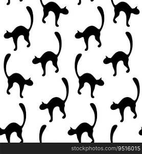 Seamless pattern of abstract image of black cat silhouette. Happy National Black Cat Day. EPS. Vector illustration for wrapping, wallpaper, backdrop for poster, banner, greeting or invitation. Isolate