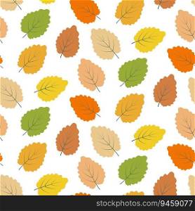 Seamless pattern of abstract leaves in trendy multicolored autumn colors. Vector Background texture. EPS. Isolate. Hello autumn. Design for poster, banner, brochure or price tag, label, greeting cards