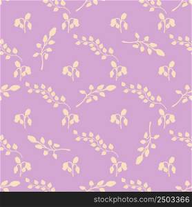 Seamless pattern of abstraction of leaves, bell flowers, branches on a bright pink background for printing. Seamless pattern of leaves, flowers of bluebells