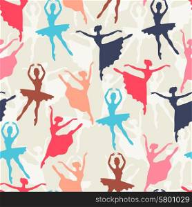 Seamless pattern of ballerinas silhouettes in dance poses. Seamless pattern of ballerinas silhouettes in dance poses.