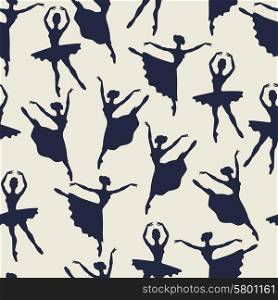 Seamless pattern of ballerinas silhouettes in dance poses. Seamless pattern of ballerinas silhouettes in dance poses.
