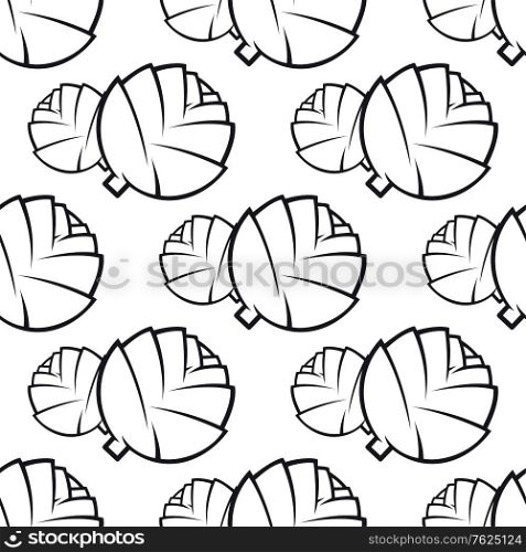 Seamless pattern of black and white cabbages in square format for any background design