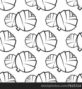 Seamless pattern of black and white cabbages in square format for any background design